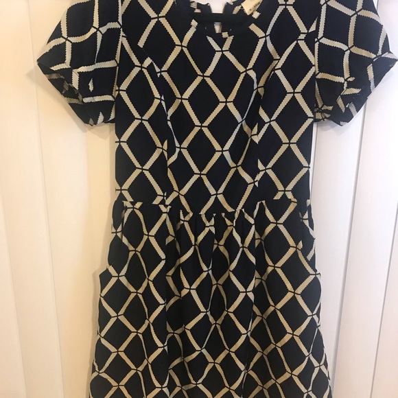 Navy and cream zipper dress W/ pockets - Picture 2 of 2